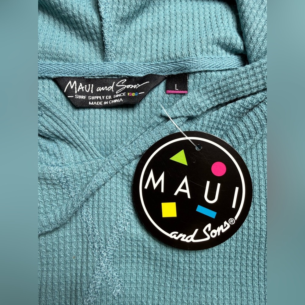 Maui and Sons Teal Waffle Knit Crewneck Hoodie